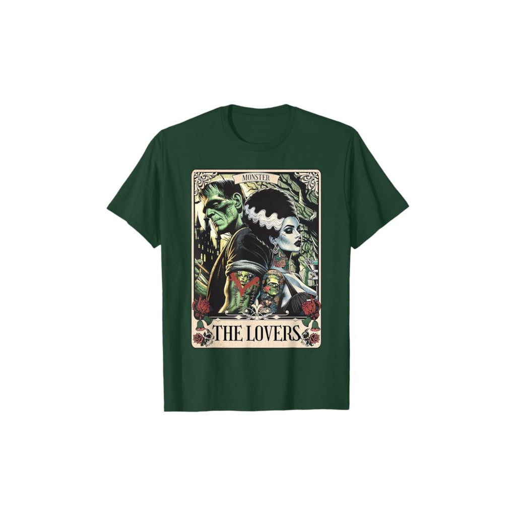 Pasimax Frankenstein & Bride The Lovers Tarot T-Shirt — detail close-up