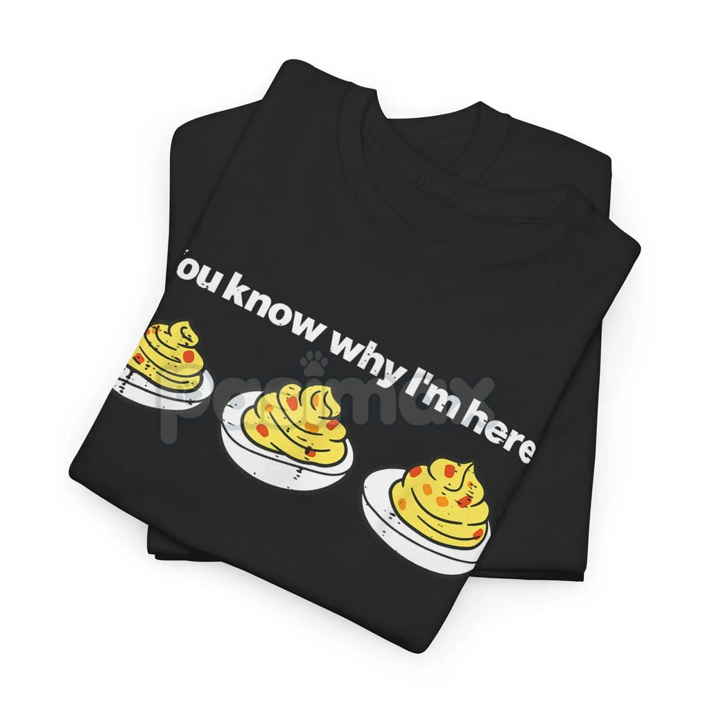 Pasimax Deviled Eggs MVP Thanksgiving T-Shirt - Holiday Feast Appreciation Tee, Unisex Cotton Appetizer Top — detail close-up