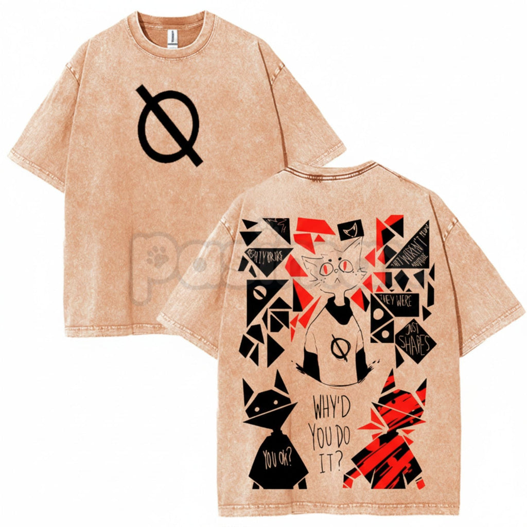 Pasimax Night in The Woods Mae Borowski T-Shirt – Double Printed Acid Washed Anime Graphic Tee — detail close-up