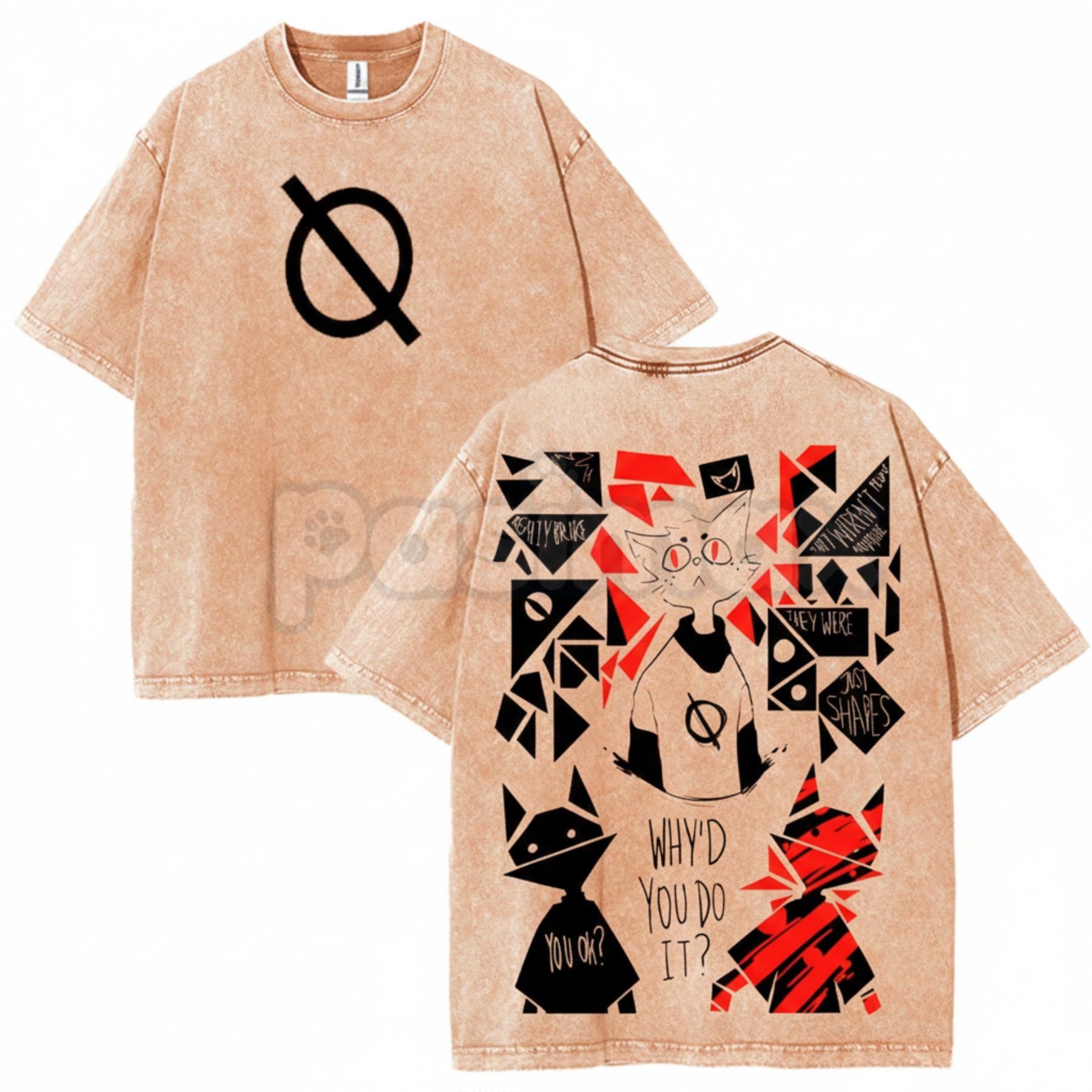 Pasimax Night in The Woods Mae Borowski T-Shirt – Double Printed Acid Washed Anime Graphic Tee — detail close-up