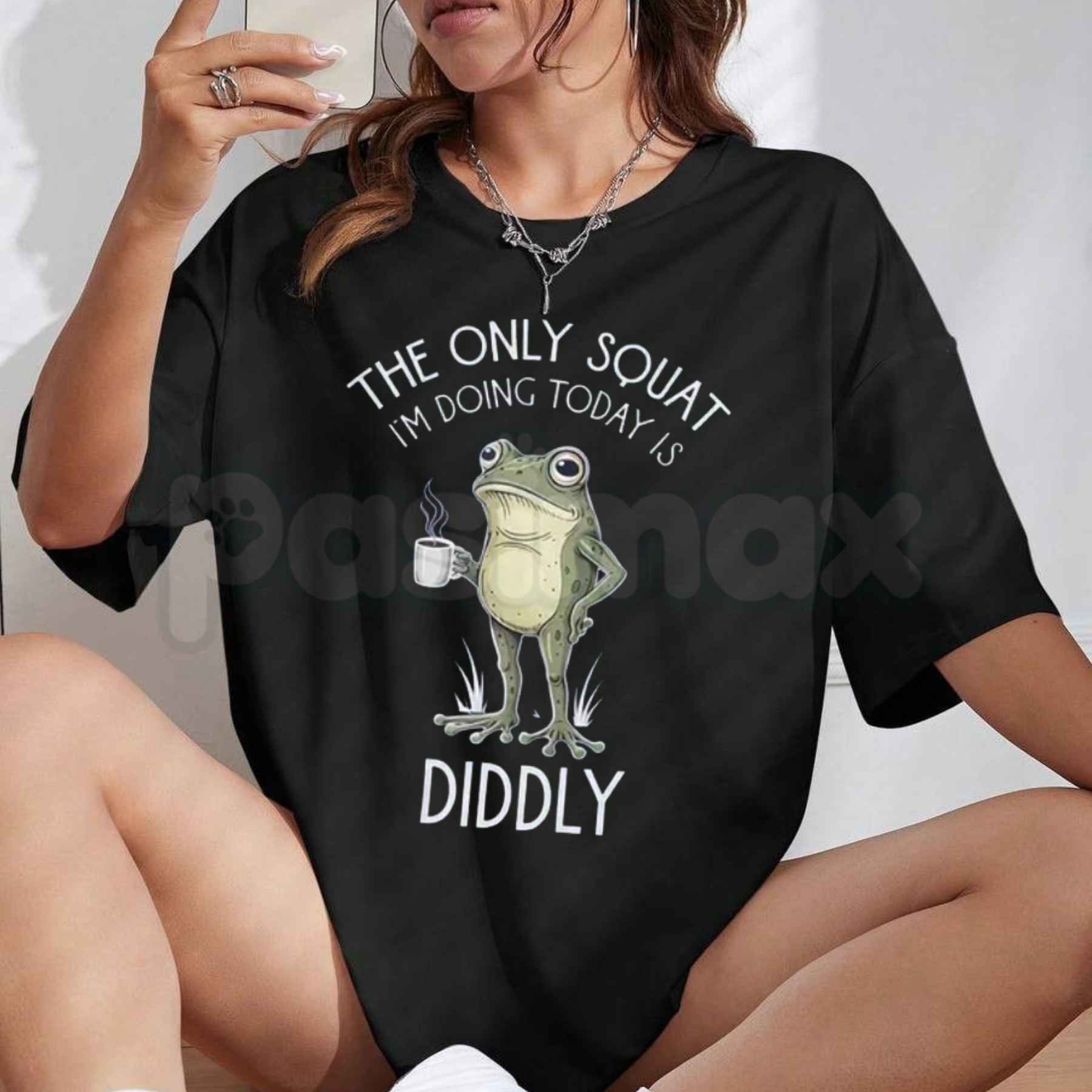 Funny Frog Graphic Tee Women Sarcastic Diddly Squat – Funny Frog Shirt, Cute Cottagecore Sarcastic Humor Unisex T-Shirt
