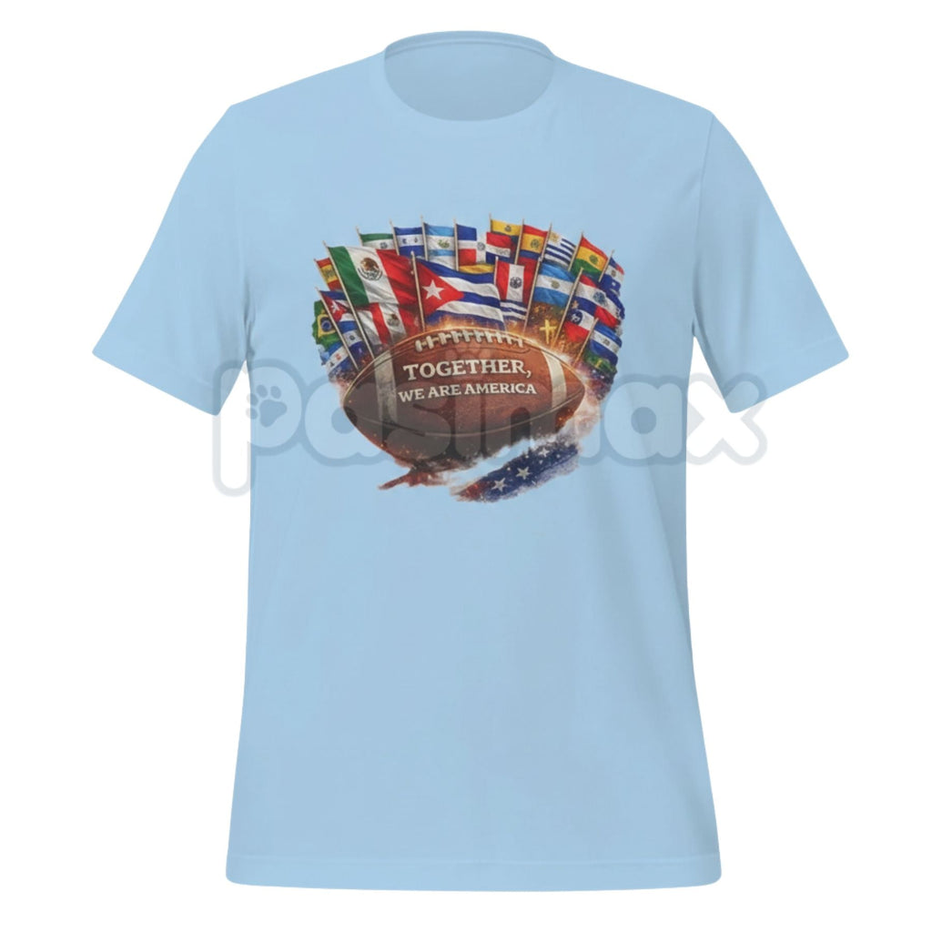 Pasimax "Together We Are America" Football Graphic T-Shirt - Latino Heritage Sports Tee, Premium Heavyweight Valentine's Day 