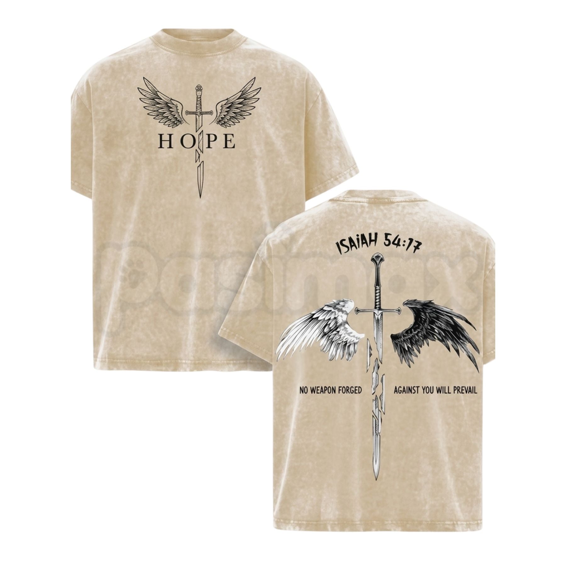 Men's Isaiah 54:17 Bible Verse T-Shirt – Christian Armor of God Sword & Shield Tee, Vintage Washed Cotton Hebrews 13:6 Church Gym Wear