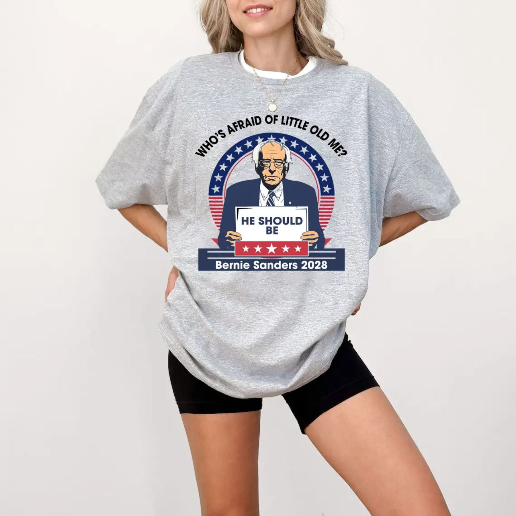 Pasimax "Who's Afraid Of Little Old Bernie Sanders" Shirt — detail close-up