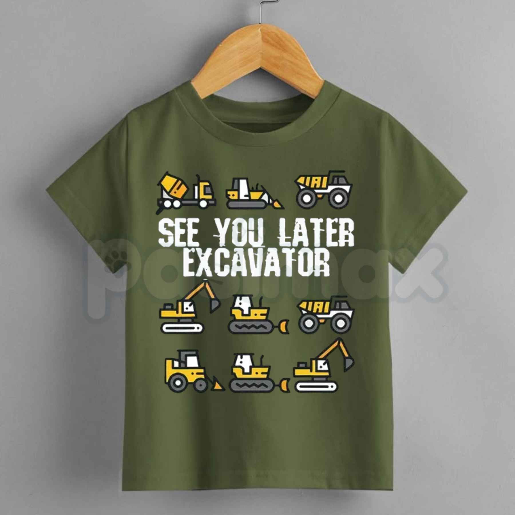 See You Later Excavator Graphic T-Shirt – Funny Construction Kids Cotton Tee