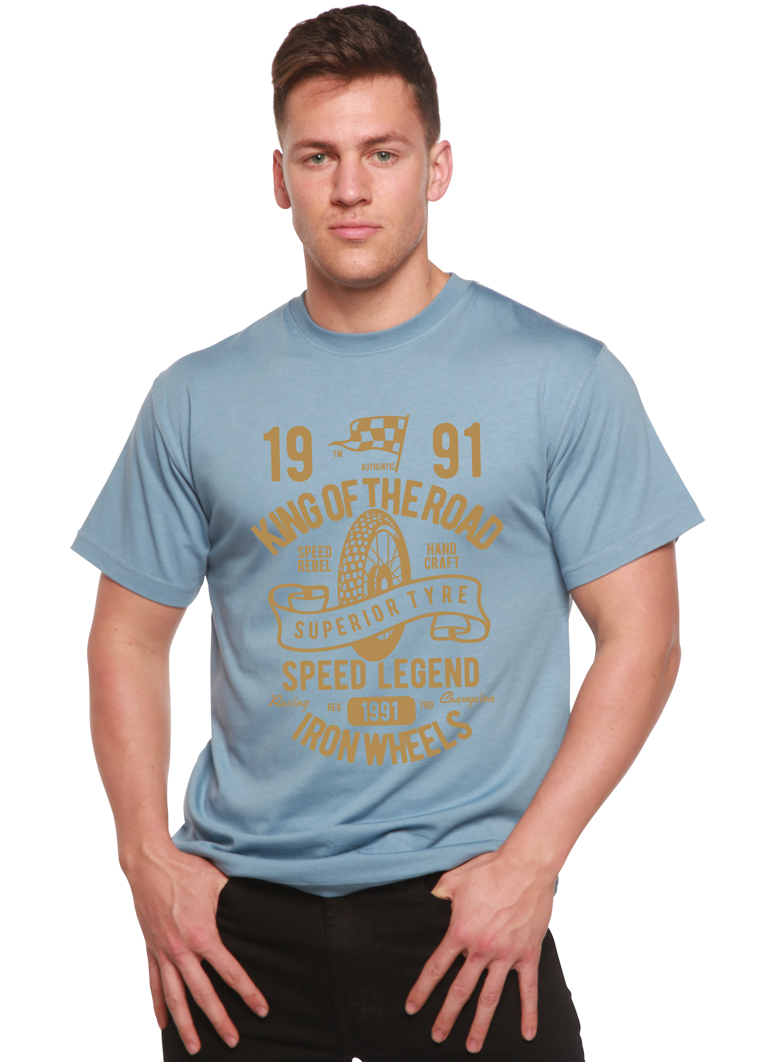 Spun Bamboo Superior Type Spun Bamboo® Men's Bamboo Viscose/Organic Cotton Short Sleeve Graphic T-Shirt — back view