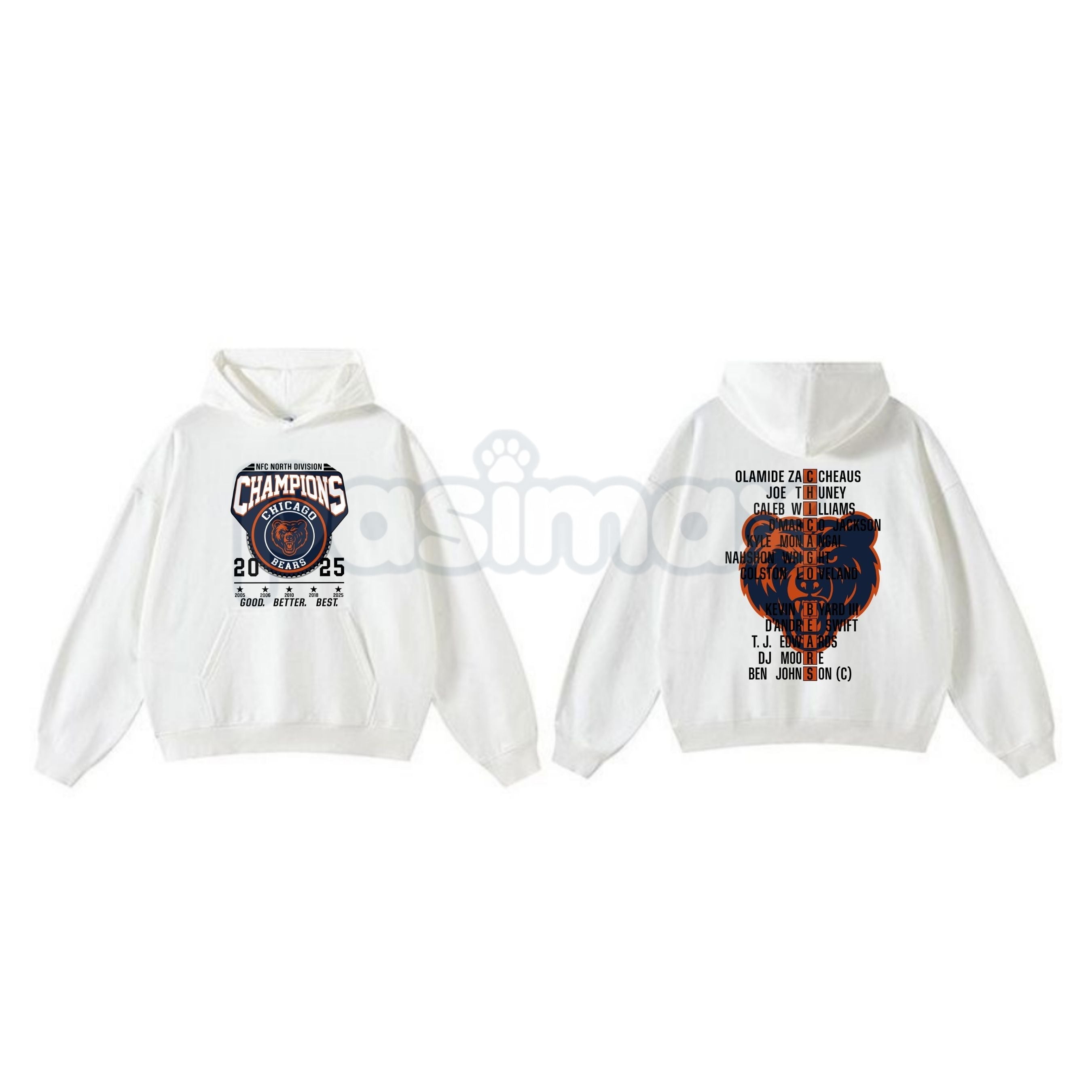 Pasimax Chicago Bears NFC Champions Vintage Hoodie – Monsters of the Midway Tribute, Retro Football Streetwear, Unisex Pullov
