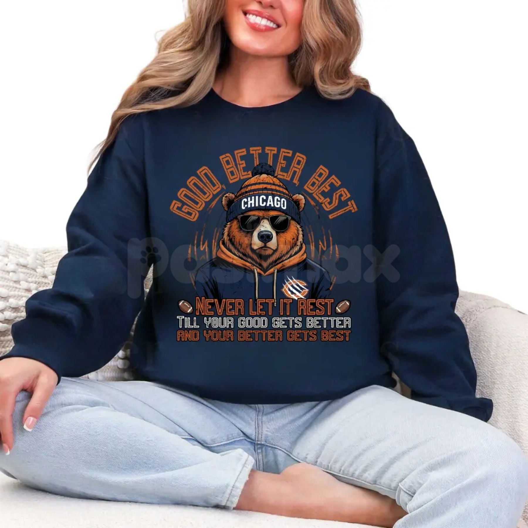 Pasimax Good Better Best Chicago Football Sweatshirt | Chicago Bear Pride Crewneck | Vintage Windy City Sports Jumper | Chica