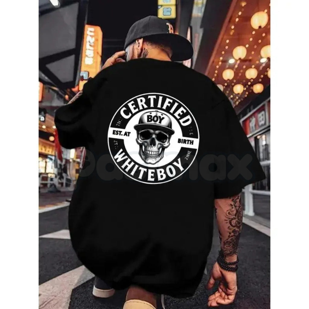 Pasimax Certified Whiteboy Shirt – Skull Graphic Streetwear Hoodie, Urban Aesthetic Sweatshirt & T-Shirt — detail close-up