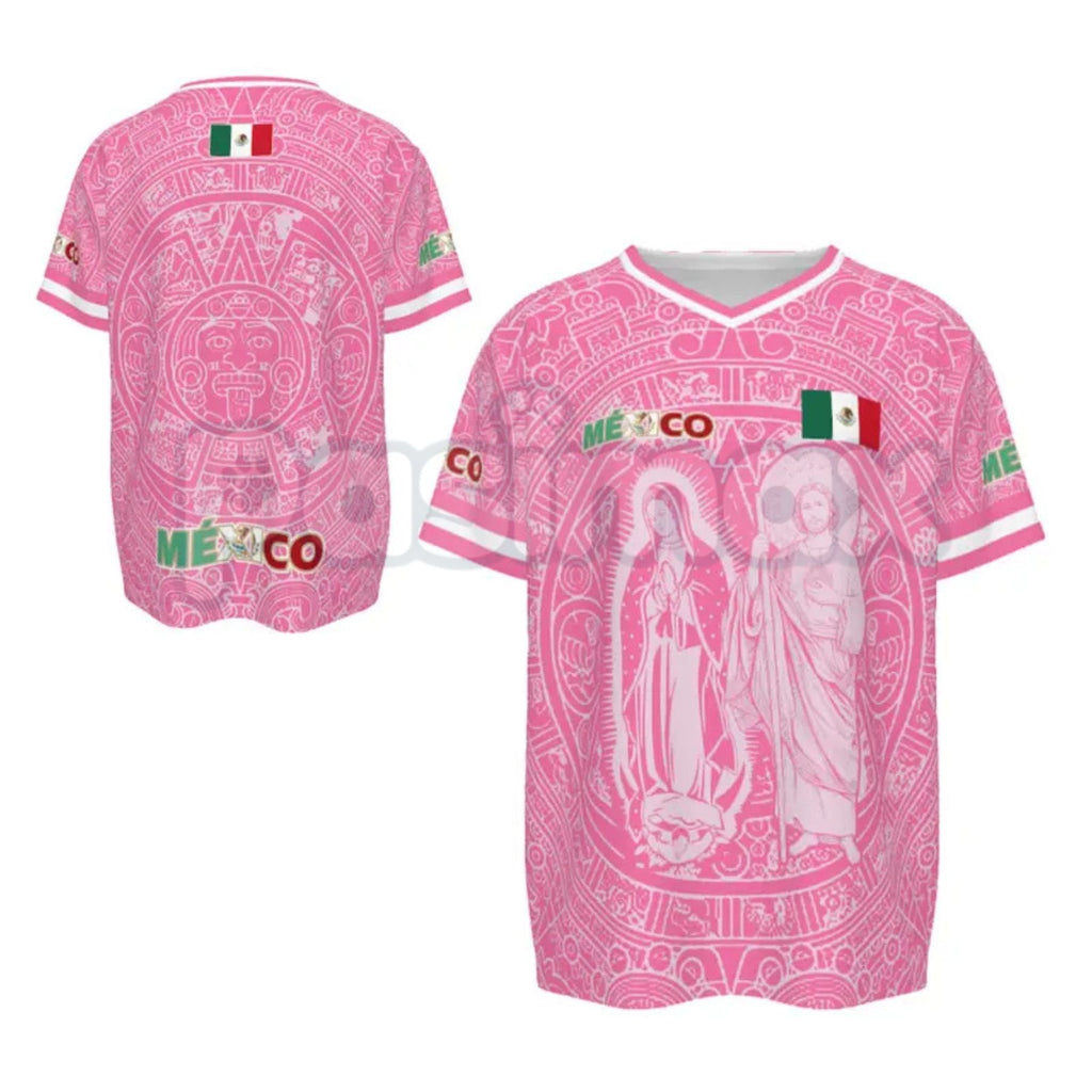 Light Pink Virgencita & San Juditas Mexico Soccer Jersey – 2026 World Cup Fan Gear Shirt for Men & Women
