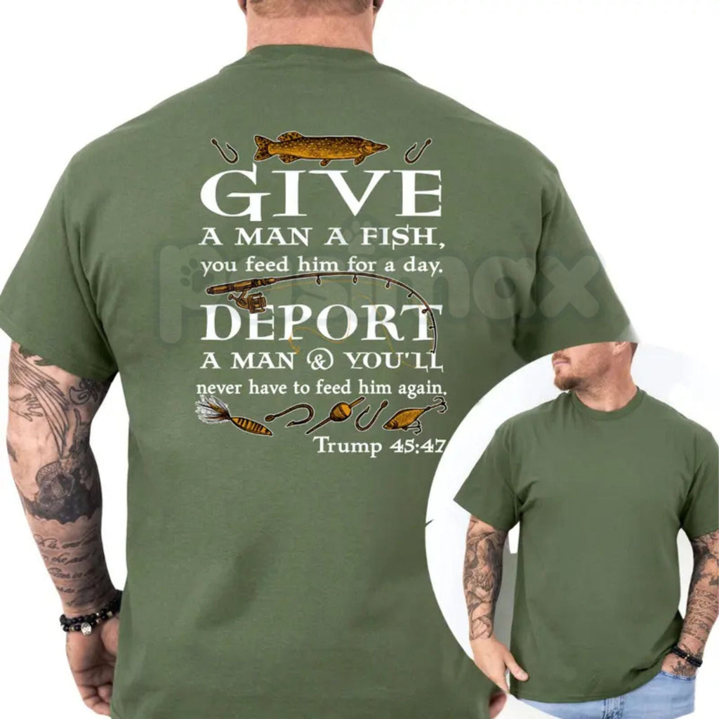 "Deport A Man" Political Satire T-Shirt – Funny Republican Graphic Tee, Remastered Heavy Cotton Immigration Policy Top, Soft Lived-In Heavyweight Conservative Statement Shirt, Made in USA