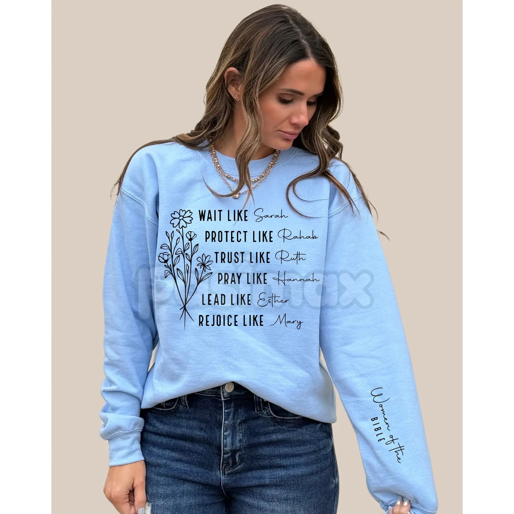 Women of the Bible Sweatshirt | Biblical Heroines Names Crewneck | Christian Woman Heritage Jumper | Aesthetic Faith Based Gift | Religious Femininity Pullover
