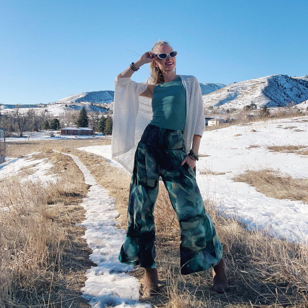 Darn Good Yarn Free Spirit Wide-Leg Palazzo Pants — lifestyle worn / used context