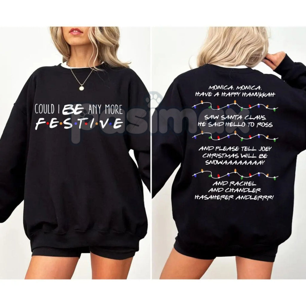 Pasimax Friends Christmas Sweatshirt – Retro TV Show Holiday Crewneck – The One With The Christmas Tree — detail close-up