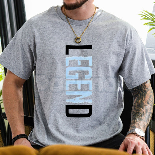 "LEGEND" Vertical Graphic T-Shirt – Modern Minimalist Streetwear Tee, Premium 100% Cotton Sleek Typographic Top, Soft Lived-In Heavyweight Urban Statement Shirt, Made in USA