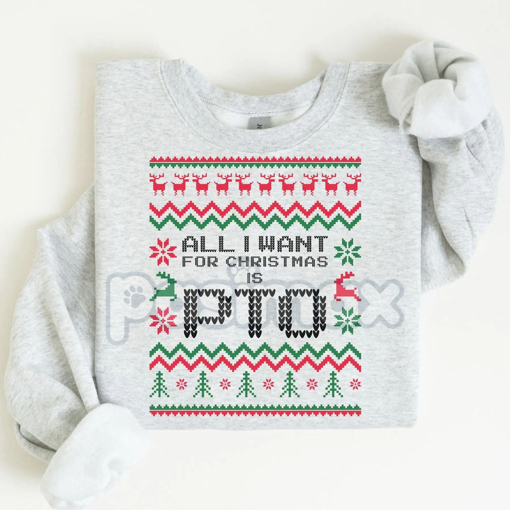 Pasimax Office Ugly Christmas Sweater | Funny Christmas PTO Shirt | All I Want Xmas PTOer Gift | Coworker Work Gift Exchange 