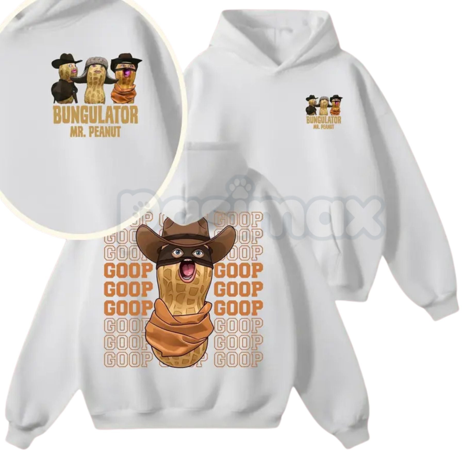 Pasimax Peanut Bungulator Goop Hoodie – Funny Cowboy Peanut Graphic Pullover, Surreal Humor Aesthetic Streetwear, Unisex Vint