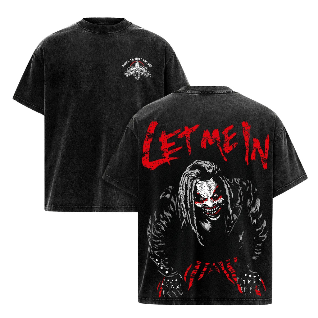 Pasimax Bray Wyatt "Let Me In" Vintage T-Shirt — detail close-up