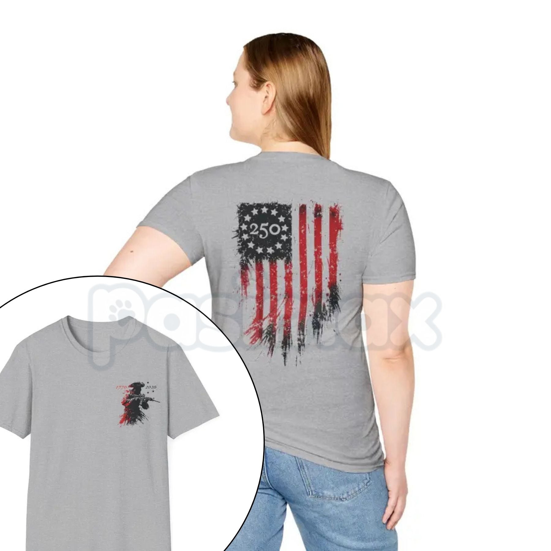 250th Anniversary Distressed American Flag T-Shirt – Semiquincentennial Revolutionary Soldier Graphic Tee