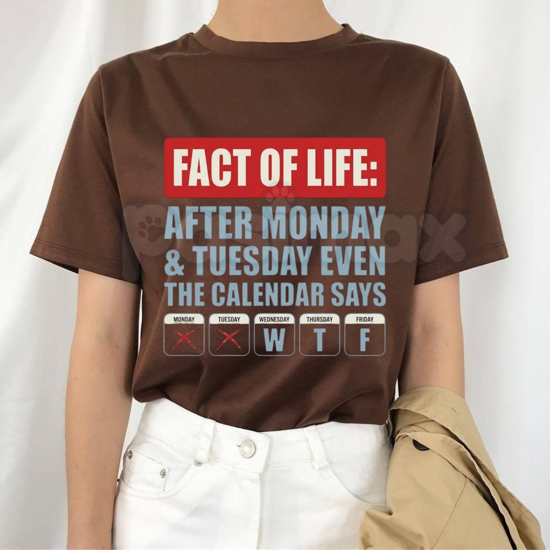 Funny "Fact Of Life WTF Calendar" T-Shirt – Sarcastic Workweek Humorous Graphic Tee