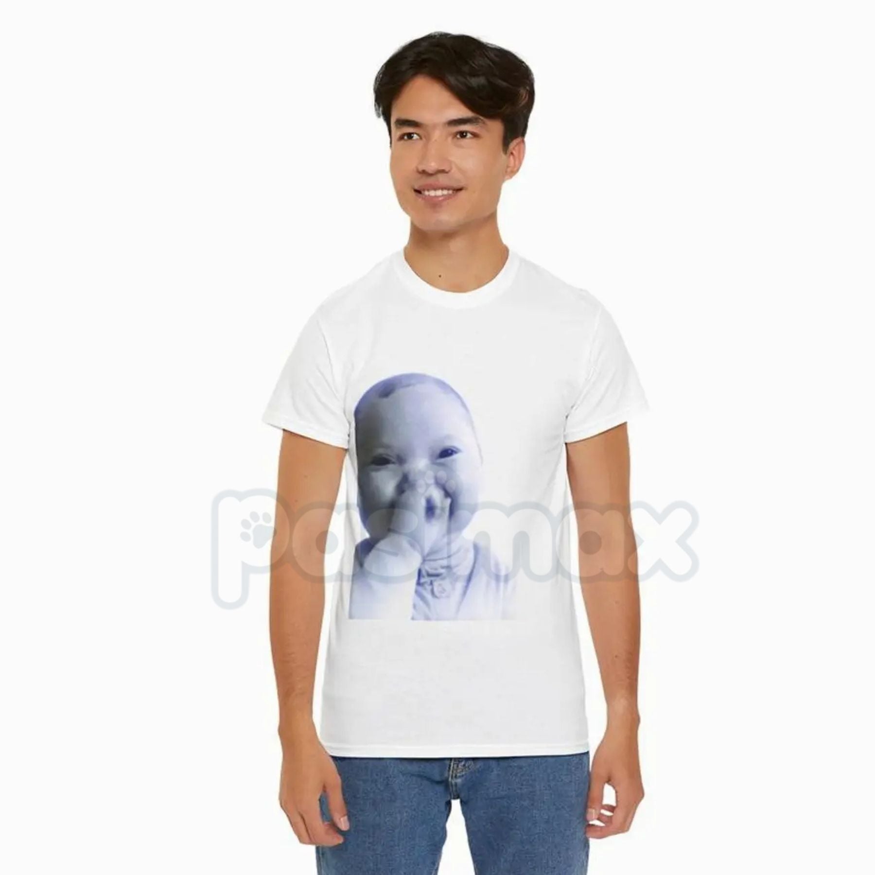 Pasimax Viral AI Baby Laughing Meme Shirt - "Holding Back a Laugh" Tuff Tee, Funny Internet Culture Apparel, Relatable Humor 