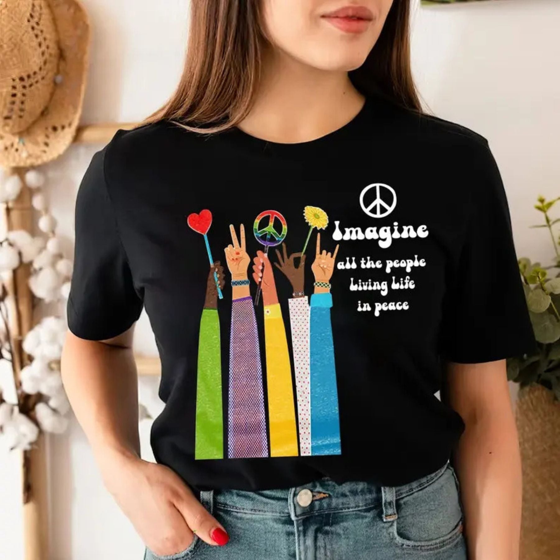 Pasimax 'Imagine All The People Living Life In Peace' Shirt — detail close-up