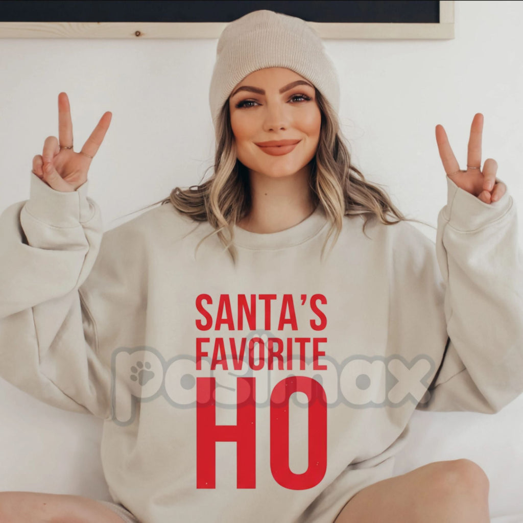 Pasimax Santa's Favorite Ho Vintage Christmas Sweatshirt | Retro Pinup Style Holiday Jumper | Naughty & Nice Xmas Gift — deta