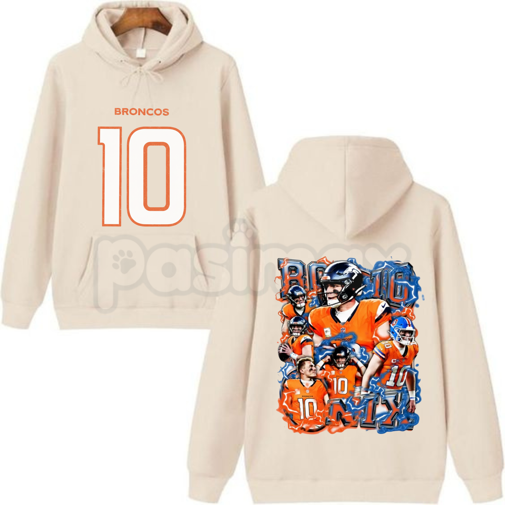 Pasimax Bo Nix Vintage Football Hoodie – Denver Broncos QB Tribute Pullover, Retro College Draft Apparel, Unisex — detail clo