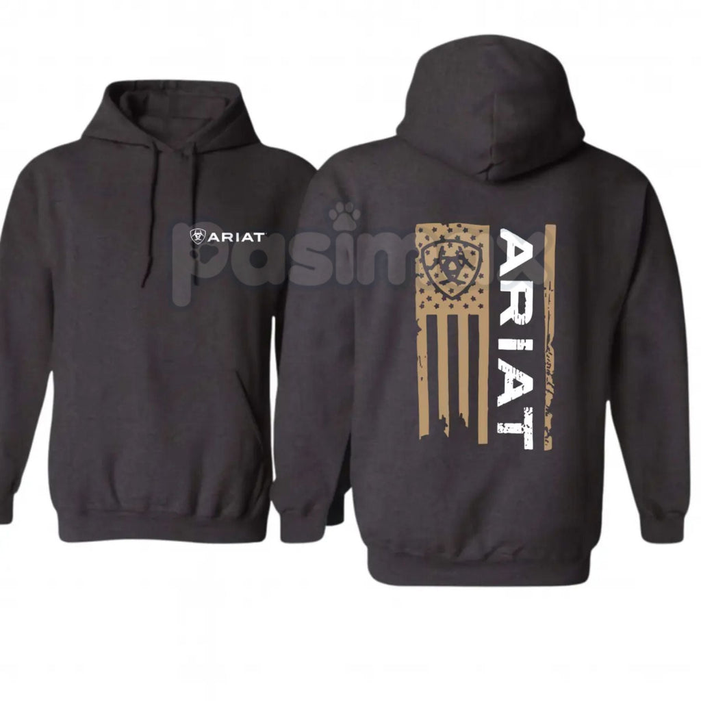 Pasimax Ariat Flag Hoodie – Western Lifestyle Apparel Pullover, Classic Cowboy Style & American Flag Graphic, Unisex — detail