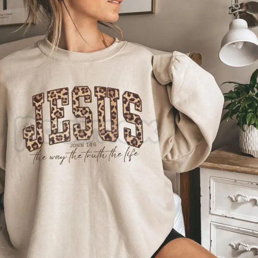 Pasimax Christian Jesus Sweatshirt – Walk by Faith Religious Crewneck — detail close-up