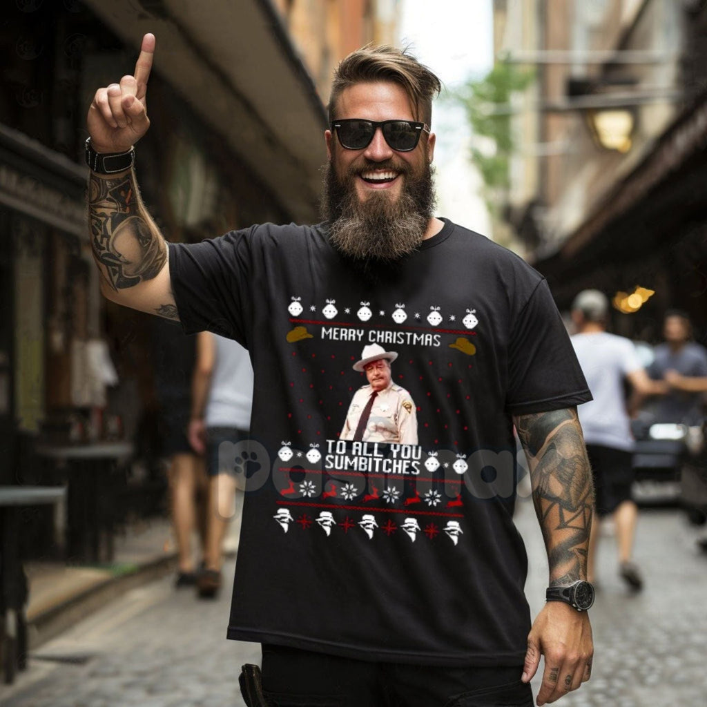 Pasimax Classic "Merry Christmas" T-Shirt - Festive Holiday Graphic Tee, Unisex Xmas Apparel, Cozy Winter Shirt — detail clos