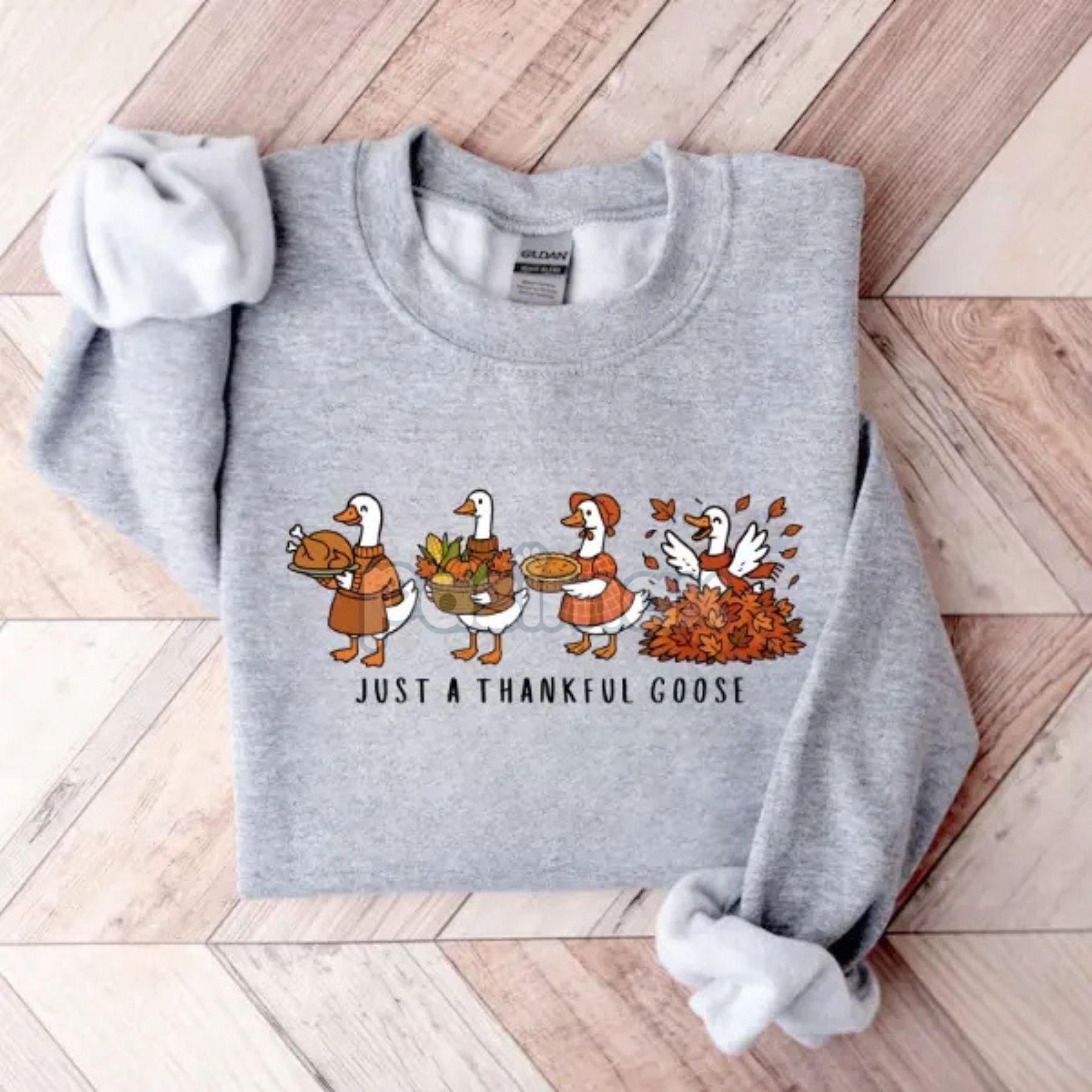 Pasimax Just a Thankful Goose Sweatshirt – Funny Silly Goose Thanksgiving Fall Crewneck — lifestyle context