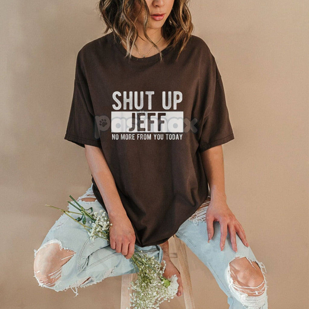Pasimax Men's "Silence Jeff" T-Shirt - Funny Workplace Slogan Tee, Jeff Office Humor Gift, Direct Sarcasm Graphic — detail cl