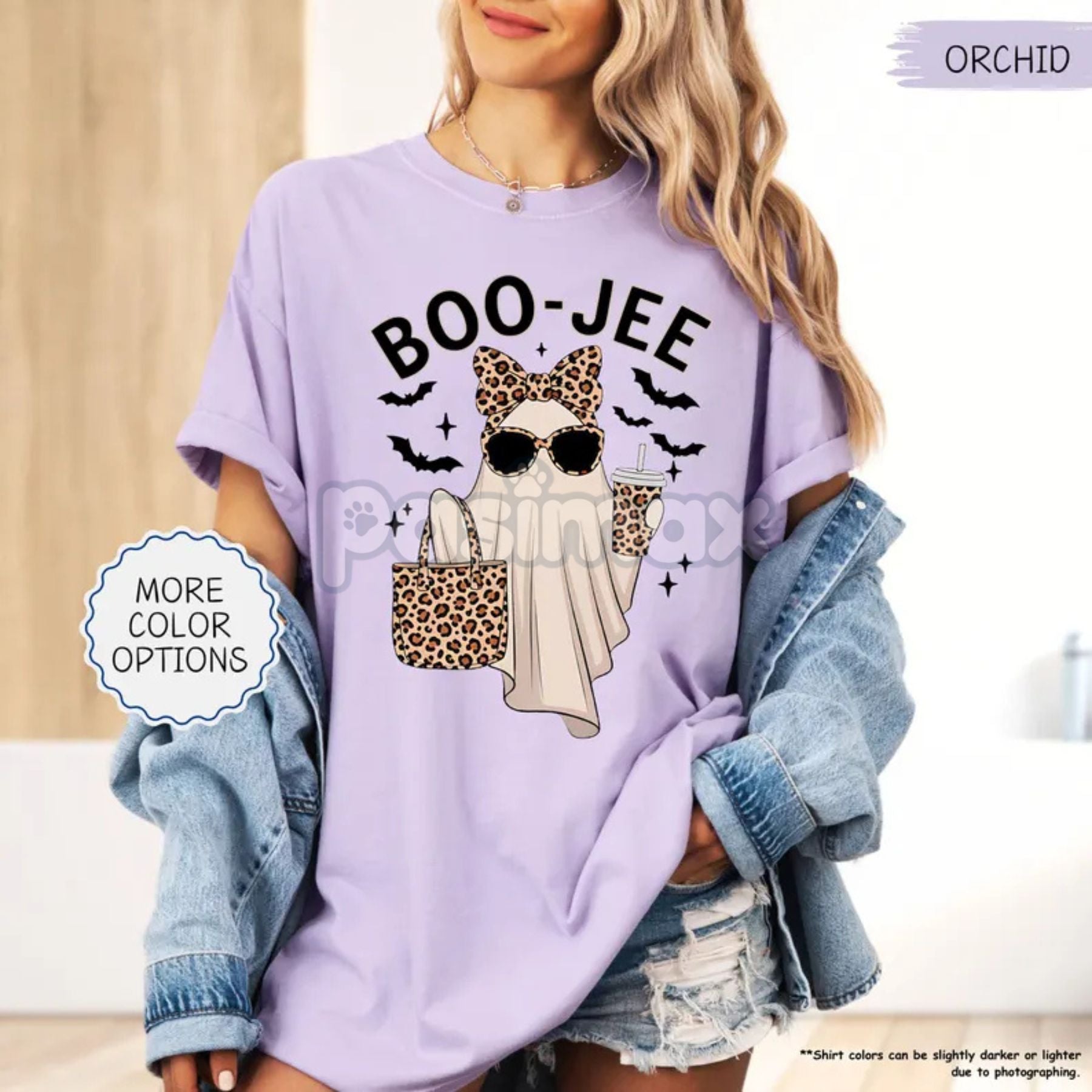 Pasimax 'Boo-Jee' Ghost Comfort Colors® T-Shirt — detail close-up