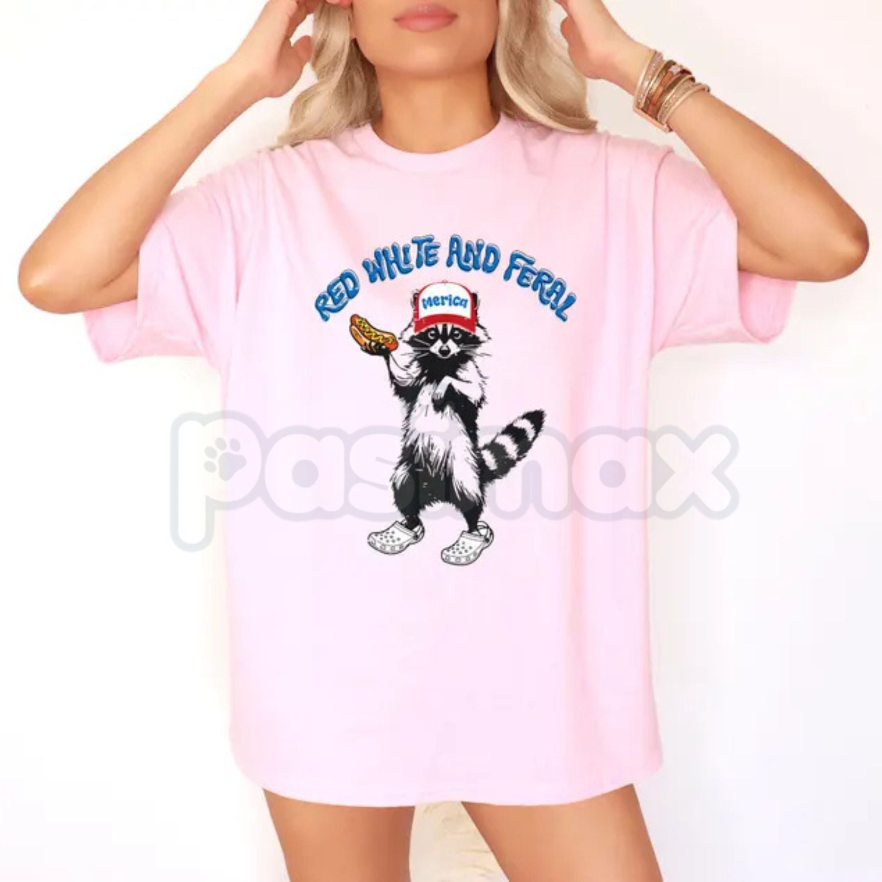 USA "Feral Raccoon" Red White & Blue T-Shirt – Funny Patriotic Trash Panda Tee, Premium 100% Cotton American Chaos Top, Soft Lived-In Heavyweight Rowdy Raccoon Shirt, Made in USA