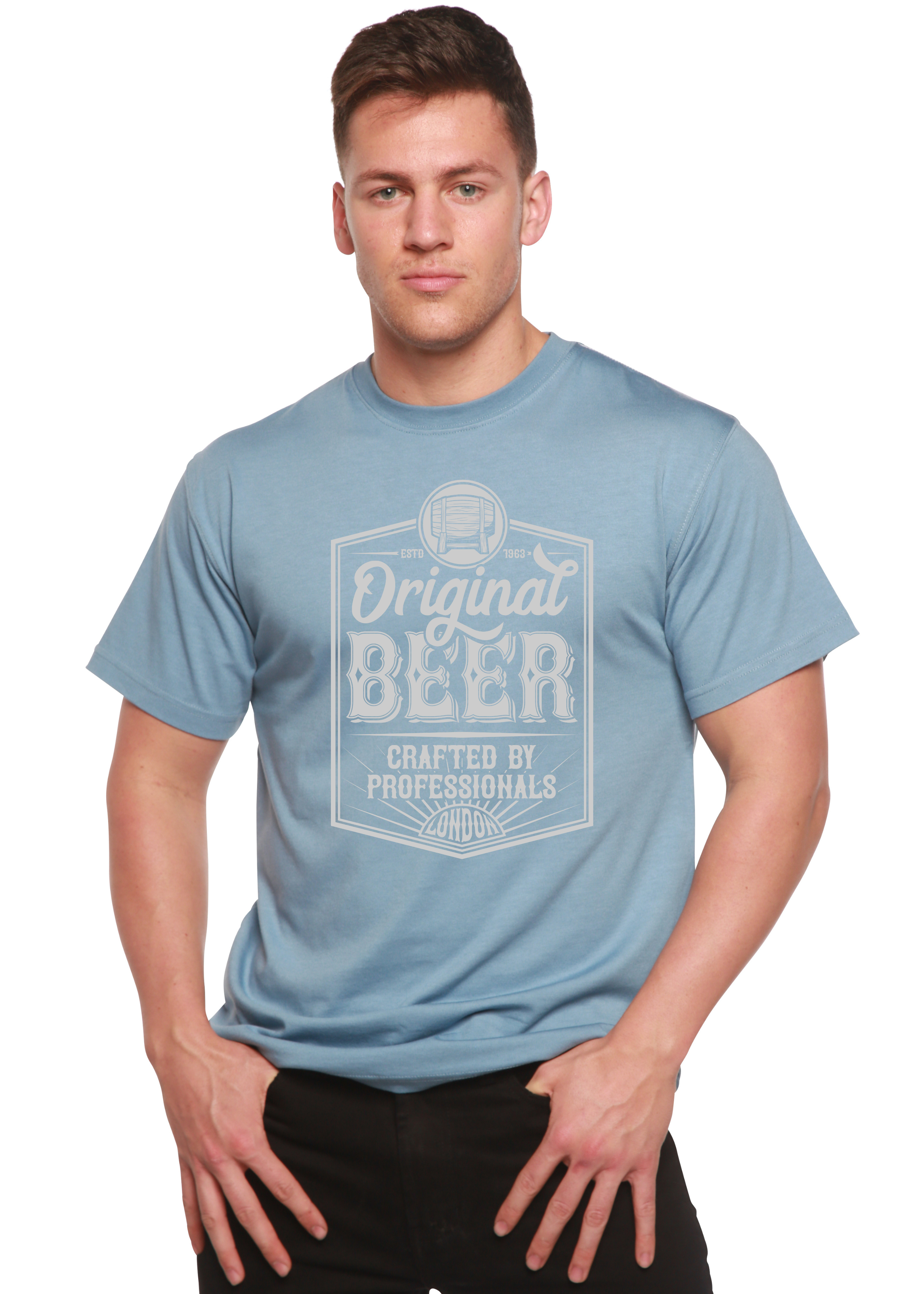 Spun Bamboo Original Beer Men's Bamboo Viscose/Organic Cotton Short Sleeve Graphic T-Shirt — alternative angle