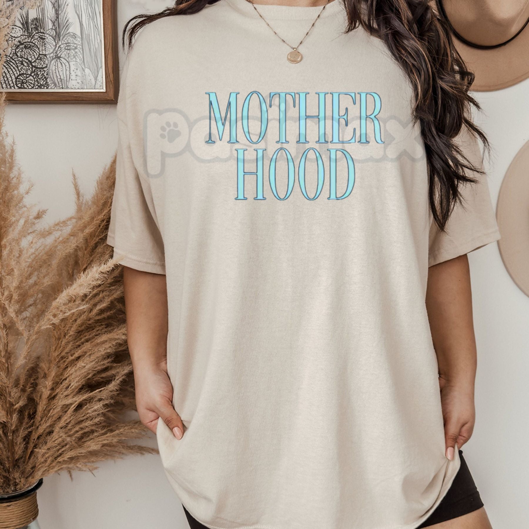 Pasimax "MOTHERHOOD" Minimalist Mom T-Shirt - Modern Motherhood Graphic Tee, Premium Heavyweight Mama Shirt, New Mom Gift Top