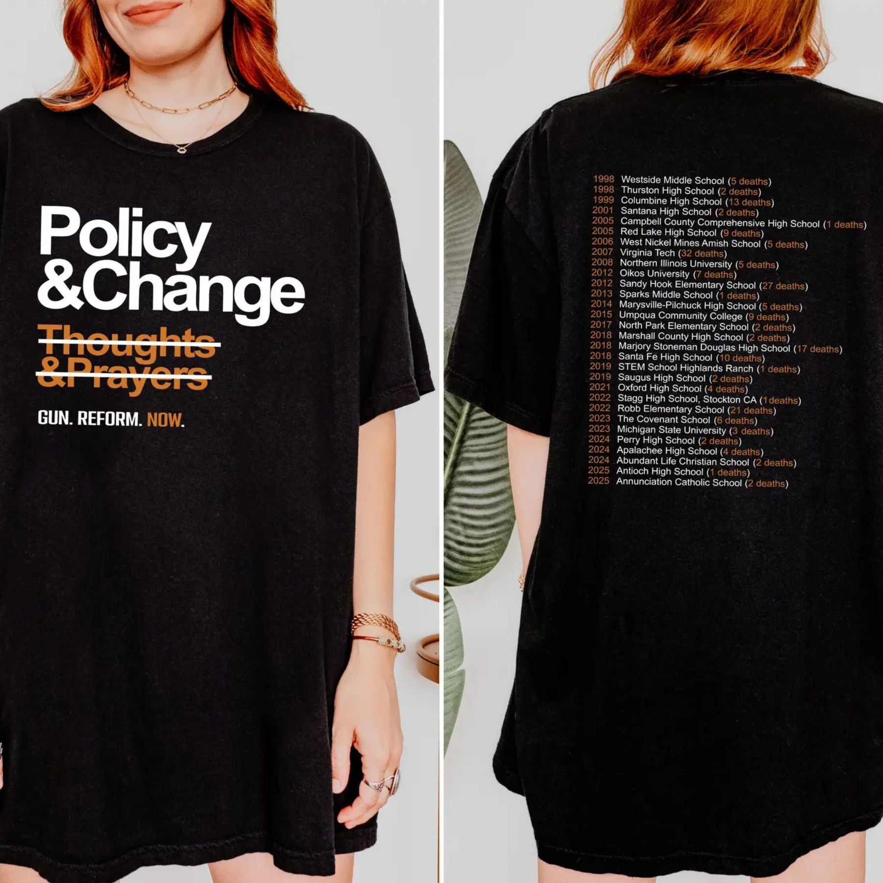 Pasimax "Policy & Change" Gun Reform T-Shirt — detail close-up