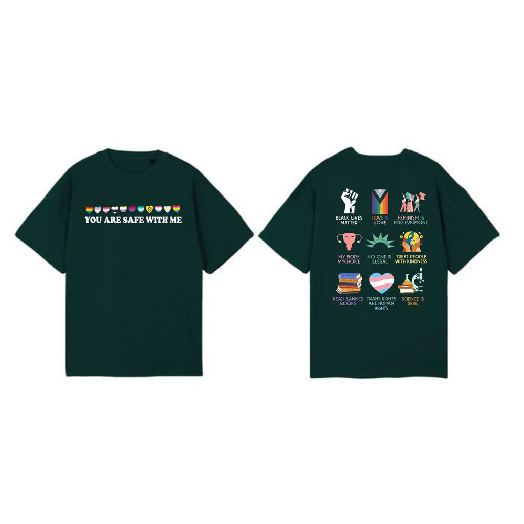 Pasimax "You Are Safe With Me" T-Shirt — detail close-up