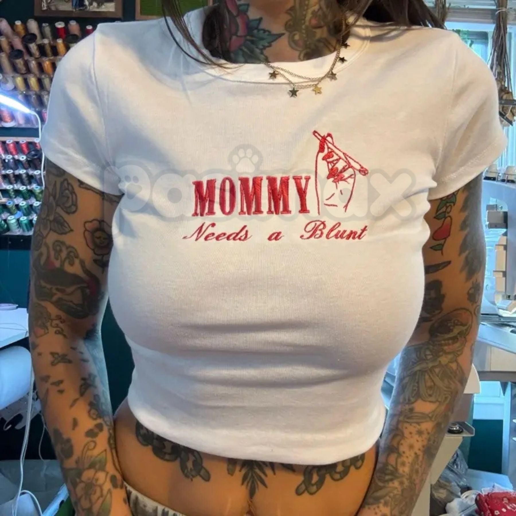 Cannamom Club Embroidered T-Shirt – Unisex Tee & Baby Tee, Stylish Mom Apparel for Cannabis Enthusiasts