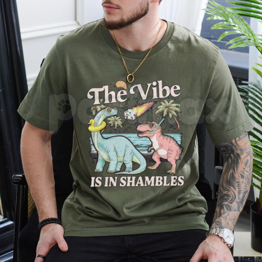"The Vibe Is In Shambles" T-Shirt – Funny Relatable Quote Graphic Tee, Remastered Heavy Cotton Chaos Statement Top, Soft Lived-In Heavyweight Mood Shirt, Made in USA