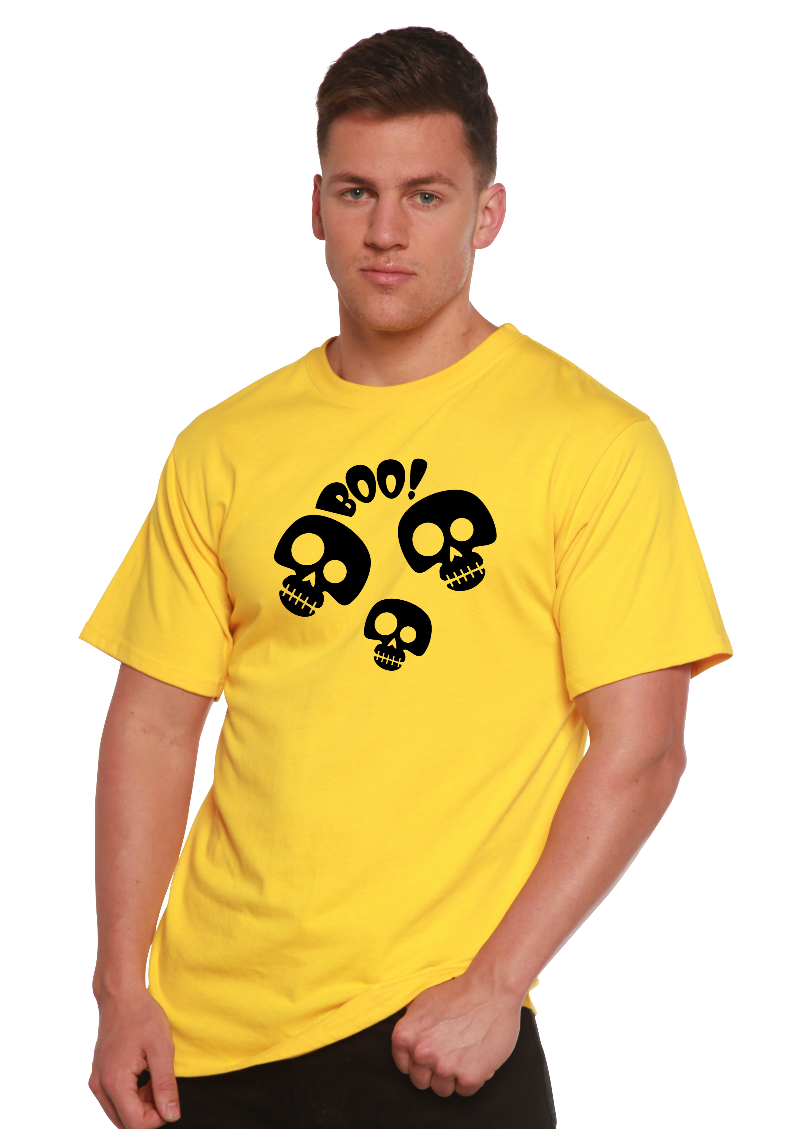 Spun Bamboo Halloween Boo Unisex Bamboo Viscose/Organic Cotton Short Sleeve Graphic T-Shirt — size reference