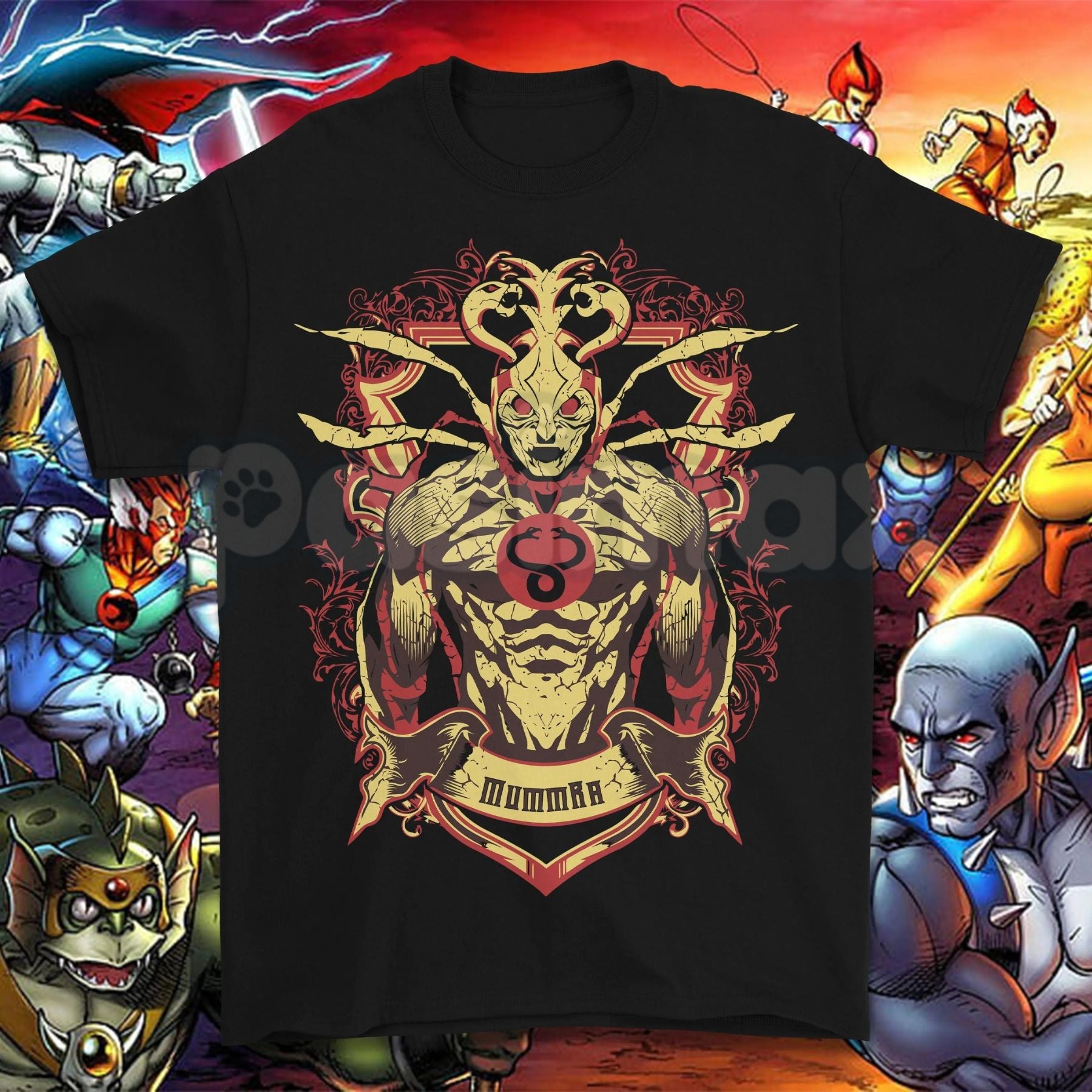 Vintage 80s Cartoon Thundercats Graphic Tee – Retro Character Grid Print Shirt, Nostalgic Streetwear Unisex T-Shirt