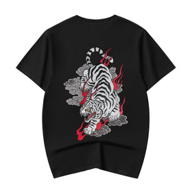 ET523 White Cloud Tiger Embroidered Tee