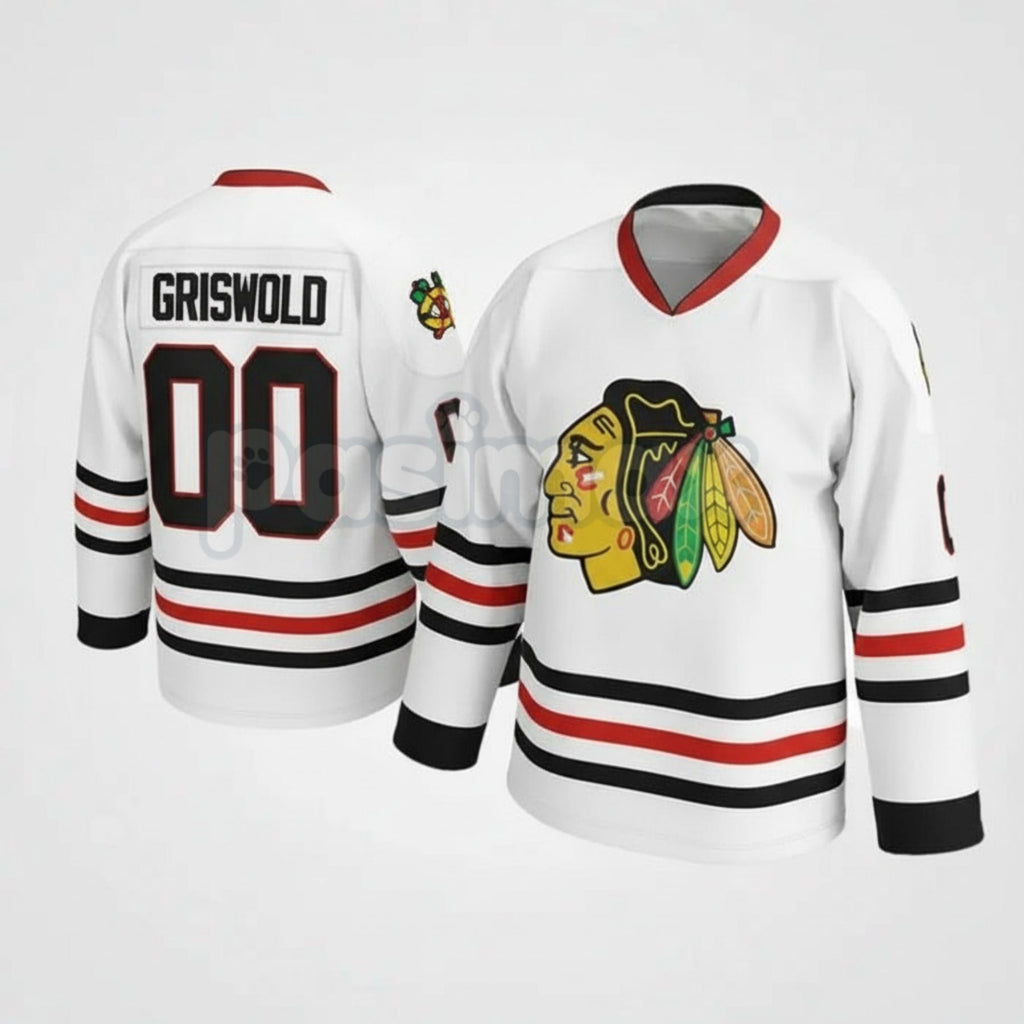 Pasimax National Lampoon's Clark Griswold #00 Hockey Jersey – Breathable Fan Apparel — detail close-up