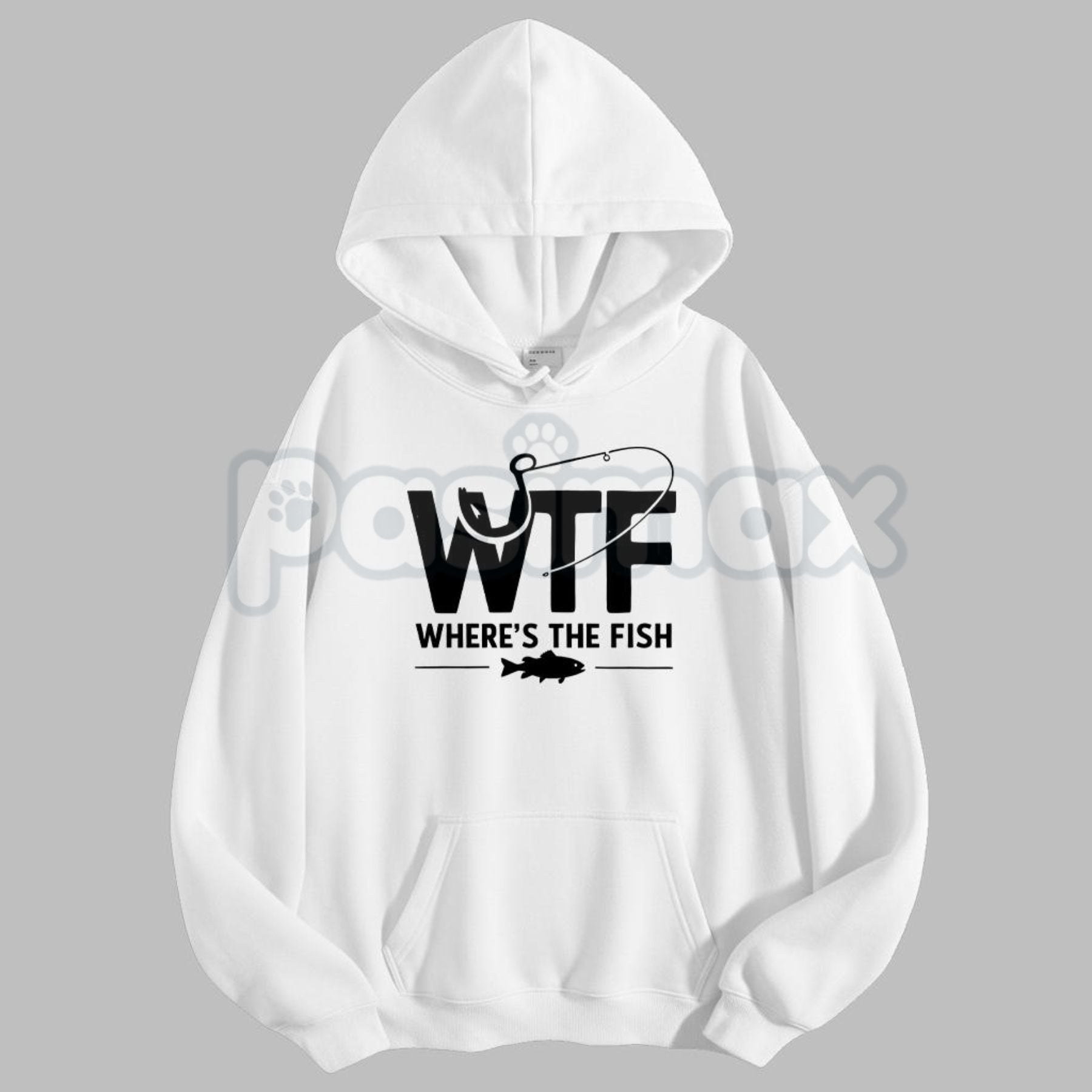 Pasimax "WTF, Where Is The Fish" Hoodie – Funny Fishing Meme Pullover, Angler Humor Apparel & Statement Gear, Unisex — detail