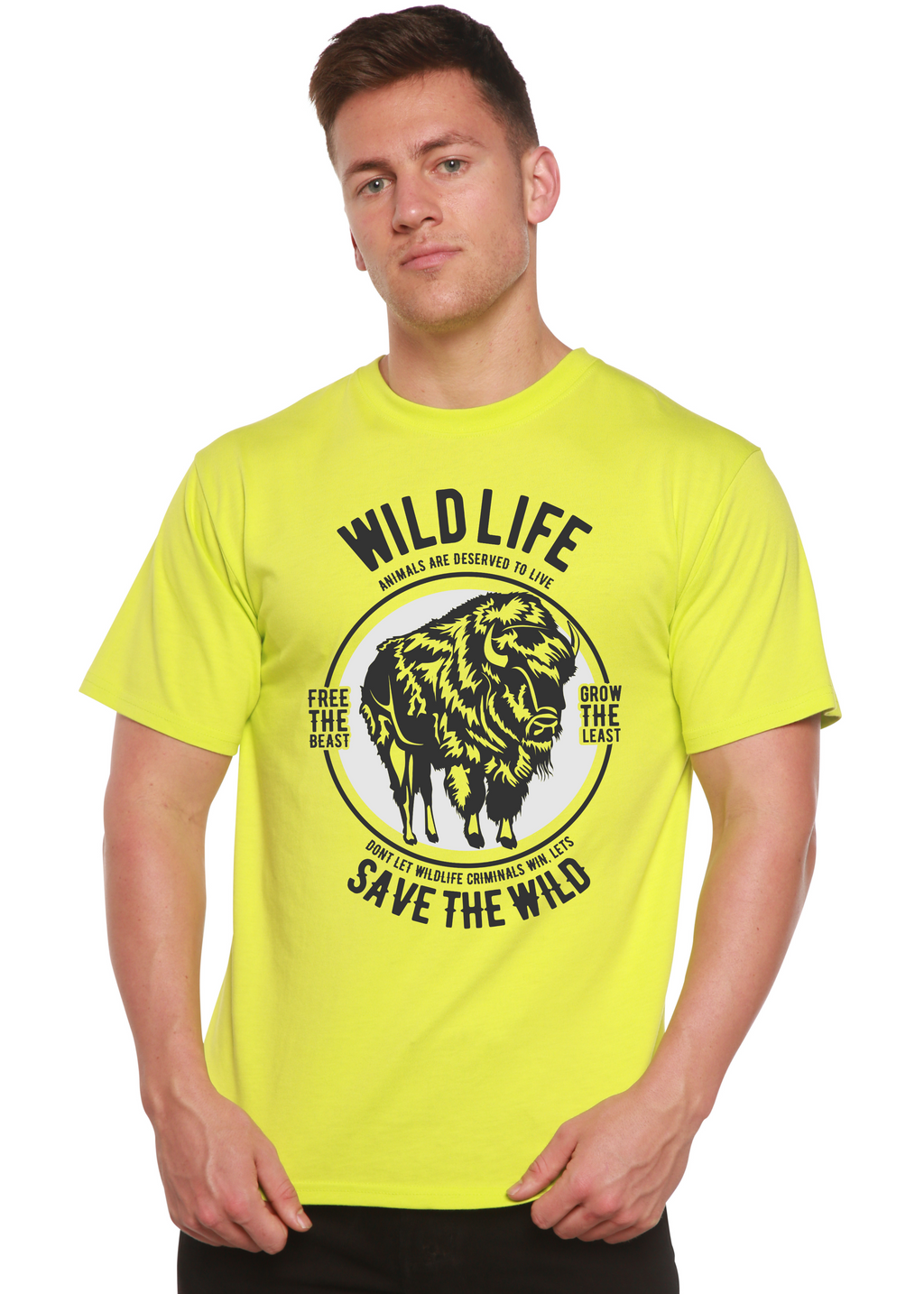 Spun Bamboo Wild Life Spun Bamboo® Men's Bamboo Viscose/Organic Cotton Short Sleeve Graphic T-Shirt — side view