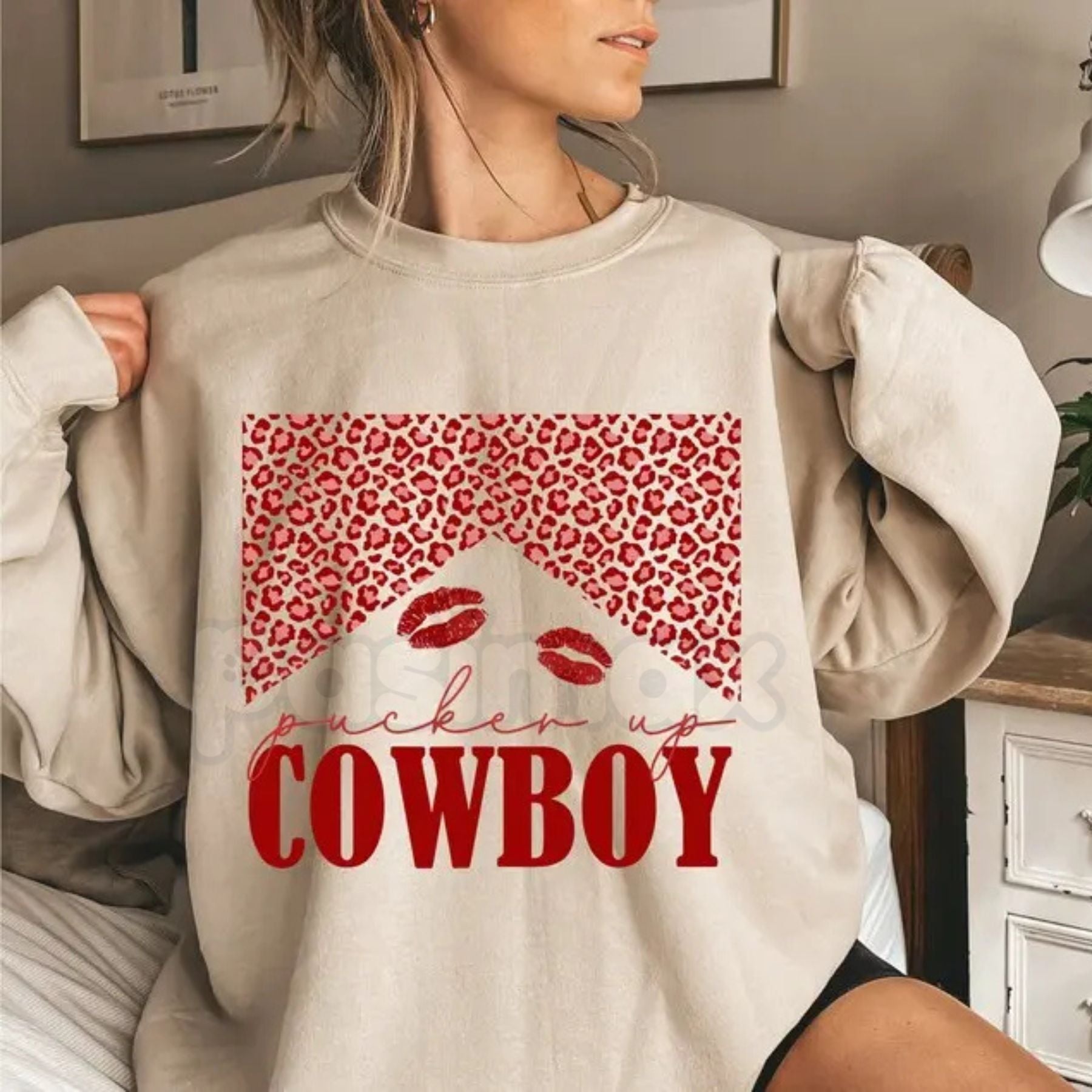 Pasimax Western Valentine Cowboy Sweatshirt | Retro Howdy Valentine Crewneck | Vintage Cowboy Boots Heart Shirt | Coastal Cow