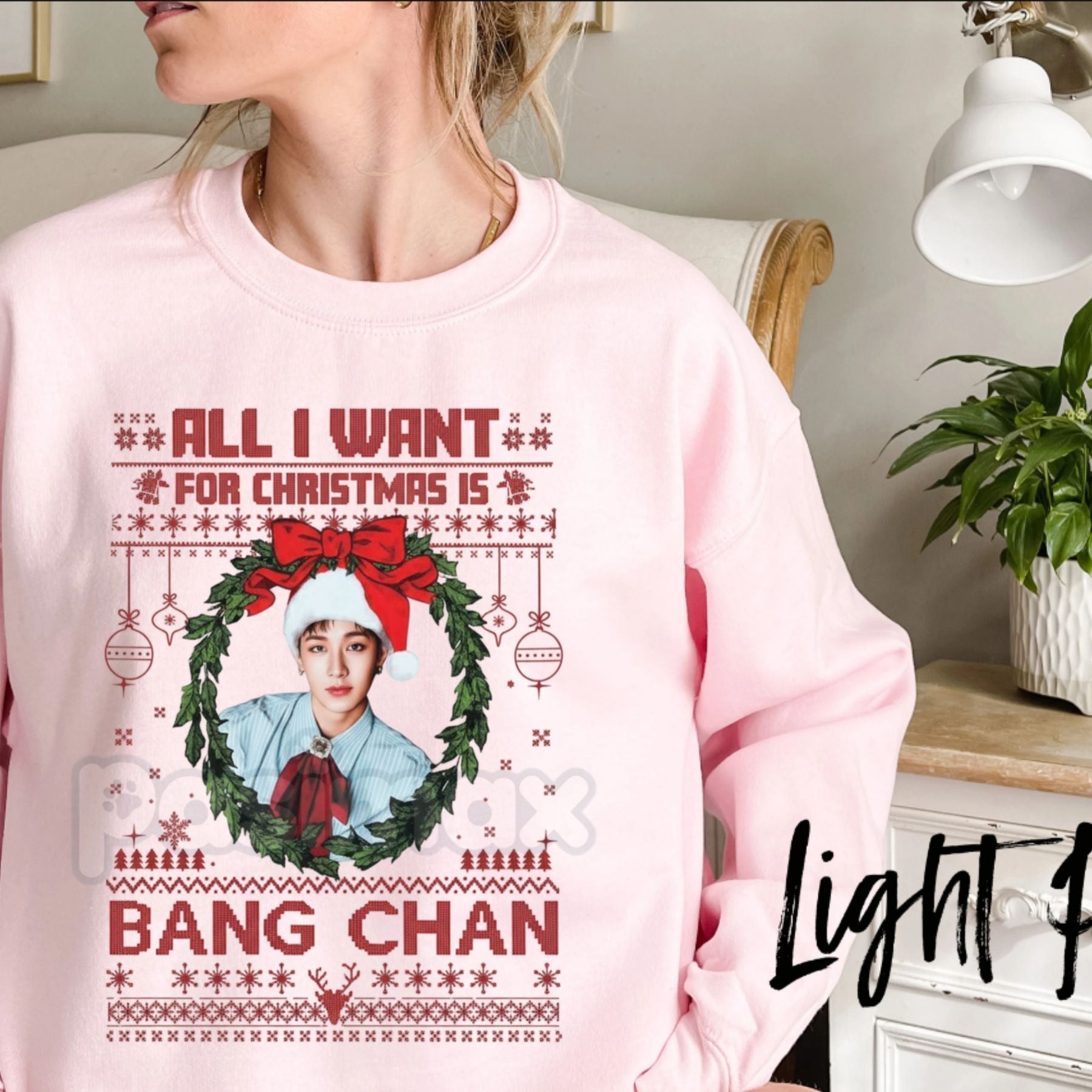 Pasimax All I Want For Christmas Is Bang Chan Sweatshirt | Funny K-Pop Holiday Crewneck | Stray Kids Fan Gift Jumper | SKZ Bi