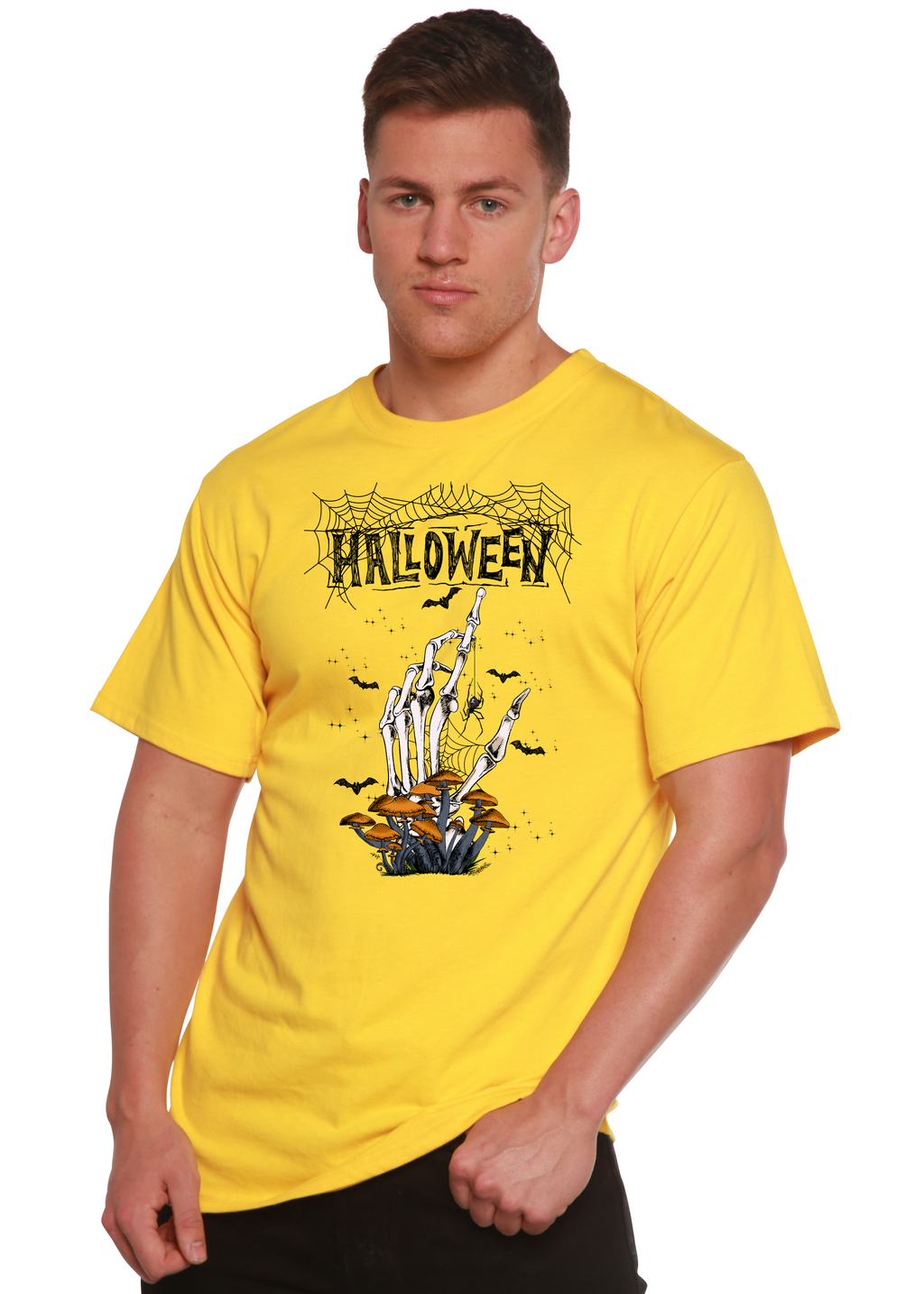 Spun Bamboo Halloween Men's Bamboo Viscose/Organic Cotton Short Sleeve Graphic T-Shirt — side view